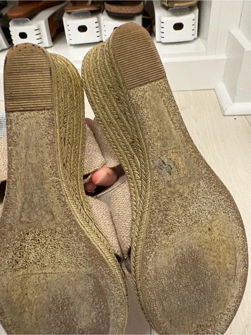 Charleston Shoe Co. Crisscross Slide Sandals in Beige